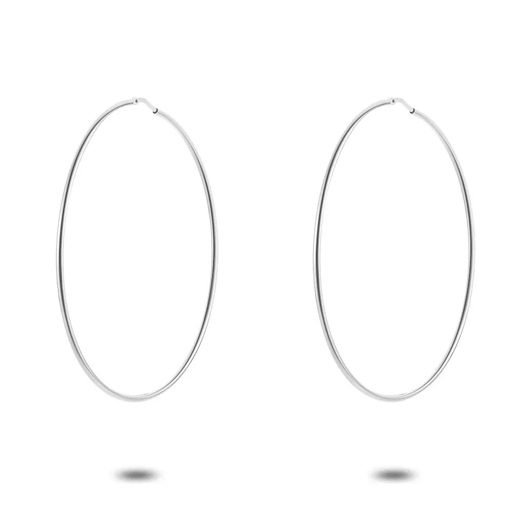 Oorbellen in zilver, oorringen, 63 mm