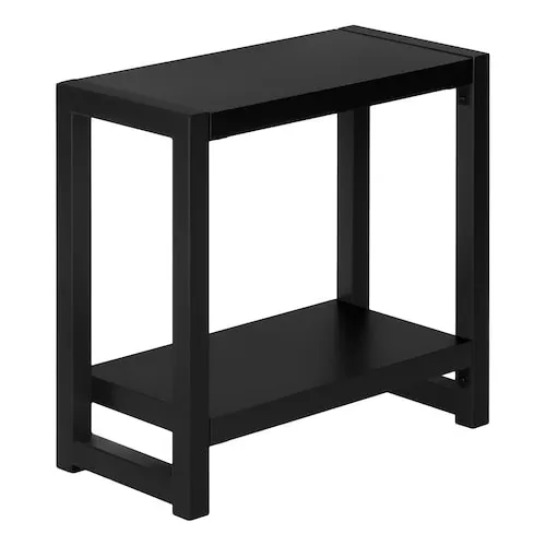 Monarch Specialties Accent Table, Side, End, Narrow, Small, 2 Tier, Living Room, Bedroom, Metal, Laminate, Black