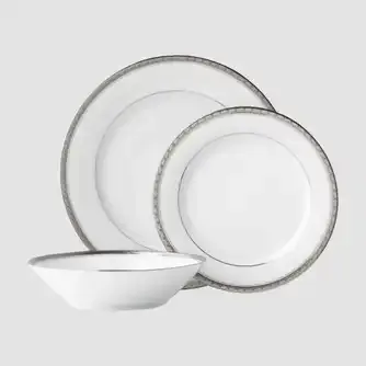 Noritake Charlotta Platinum Microwave Safe 12pc Dinner Set