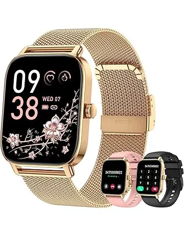 Smart Watch for Women Android/iPhone: Fitness Tracker Smart Watches Rose Gold IP68 Waterproof Bluetooth Calls Answer&Make 1.85" Smartwatch Activity Pedometer Heart Rate SpO2 Monitor 120+ Sports Model