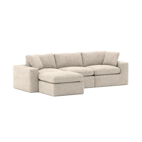 Brassex Inc. Josephine Modern Upholstered All Foam Sectional Sofa with Floating Ottoman in Beige