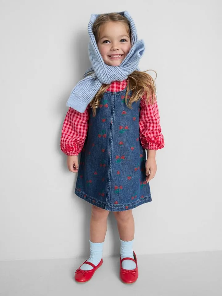 18 mois–8 ans | Robe chasuble en denim imprimé