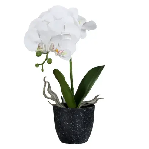 Orchidee im Topf - creme - Kunstpflanze