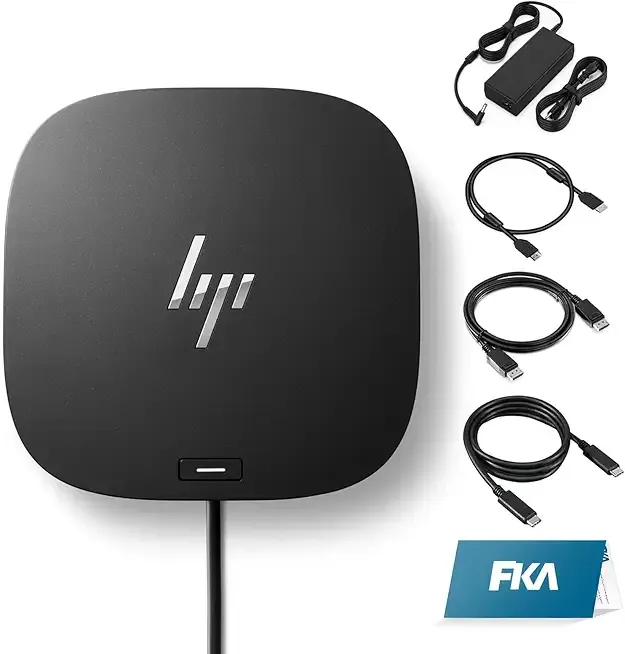 HP Docking Station for Laptop Dual Monitor and Charging Bundle - HP USB-C G5 Dock with 120W AC Adapter, HDMI & DP Cable & USB-C Cable