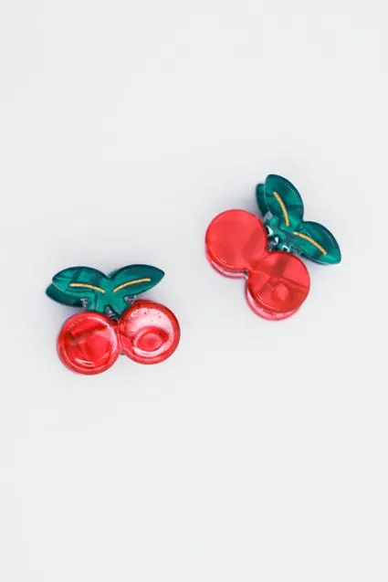 Set 2 haarspelden klein kersen