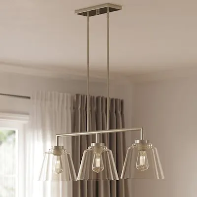 Bradberry 5 -Light Matte Black Farmhouse Linear Large Hanging Kitchen Island Light