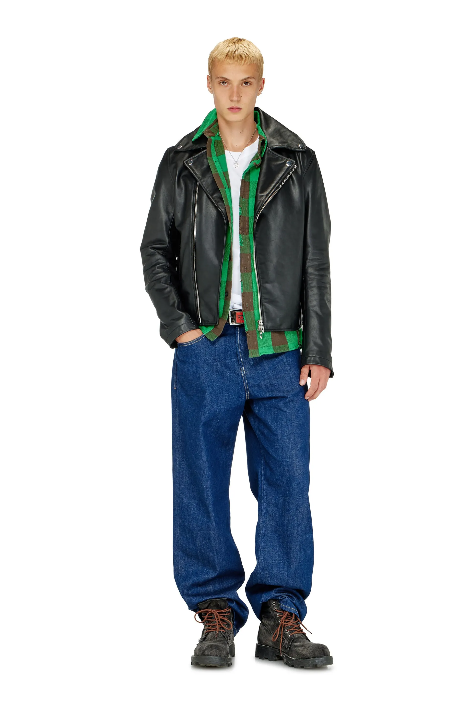 Biker jacket in waxed leather