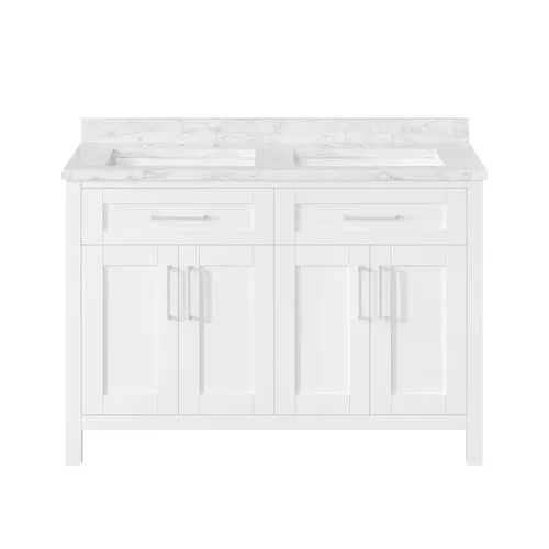Ove Decors Tahoe Duo 48 inch W Double Sink Bath Vanity in Pure White with White Top