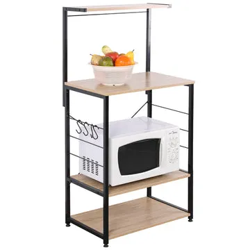 Carrello cucina 3 ripiani e mensola in legno truciolare e metallo bianco Linea Hamilton