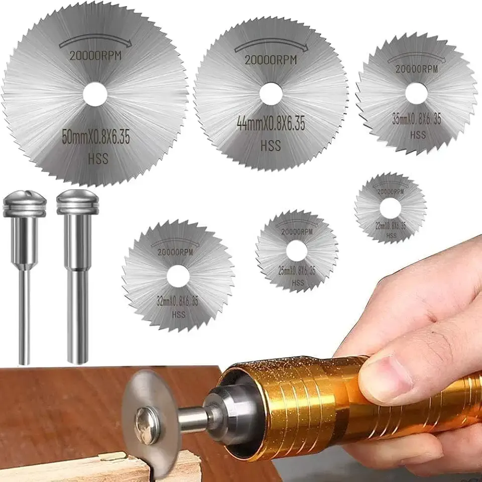 8Pcs Rotary Drill Saw Blades, Steel Saw Disc Wheel Cutting Blades with 1/8" Straight Shank Mandrel for Dremel Fordom Drills Rotary Tools (Power Tools are not Included)