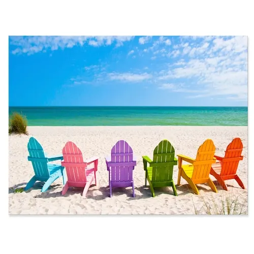 Adirondack Beach Chairs - Seashore Photo Canvas Art Print - 40x30
