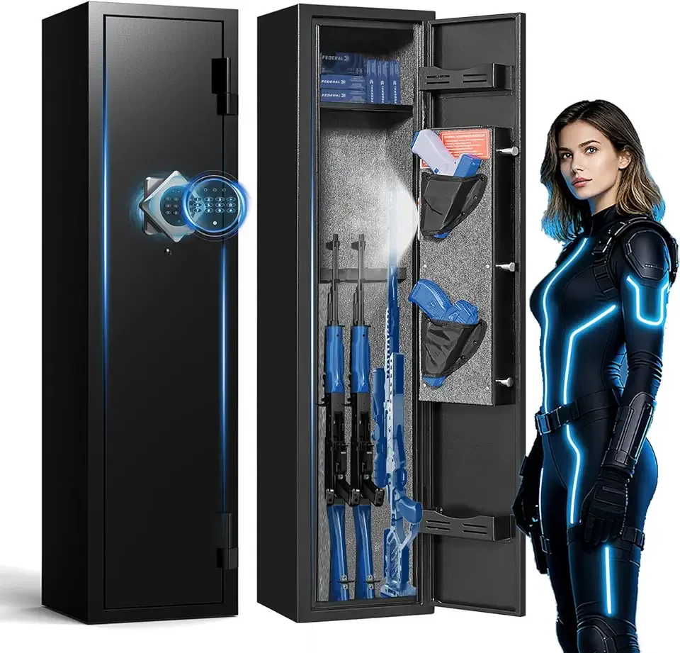 2-3 Gun Safe, Gun Safe for Rifles and Pistols, Gun cabinets for Rifles and Shotguns, Long Gun Safes for Rifles and Shotguns with Dual Alarm System, No Assembly