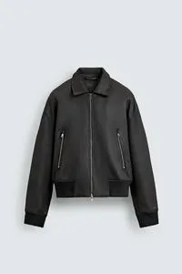 LEATHER EFFECT BOMBER JACKET