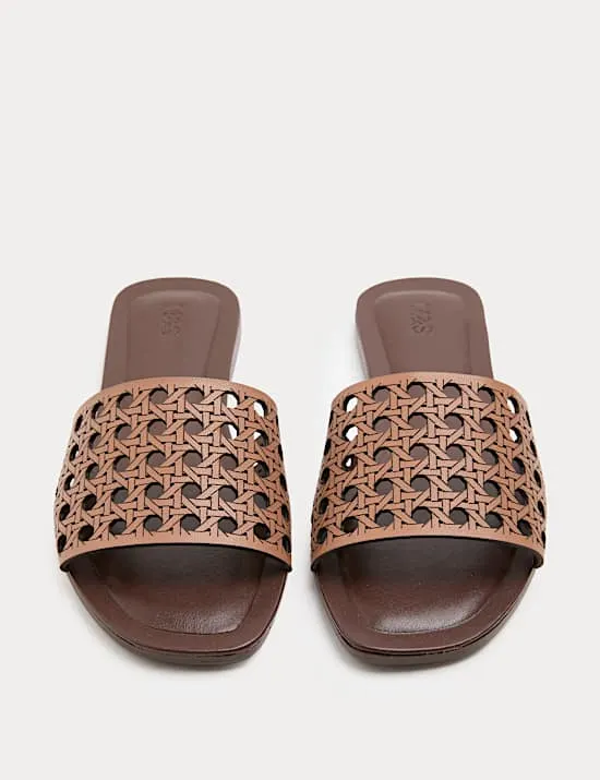 Laser Cut Flat Mule Sandals