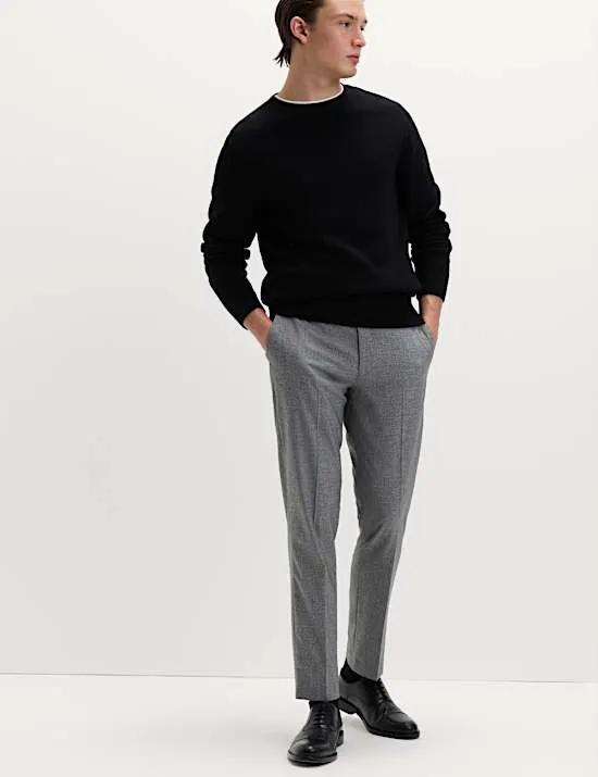 Tailored Fit Micro Grid Trousers