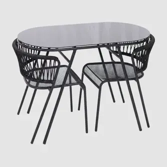 Classic Living Urban Steel Dining Set Black 3 Piece
