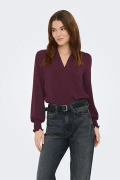 Blusa manga larga frunces