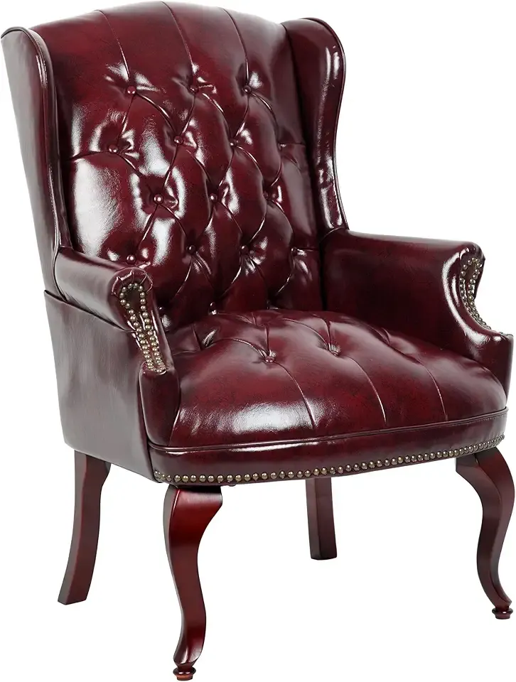 Boss Office Products Wingback Traditional Guest Chair in Burgundy, high-Back (B809-BY)