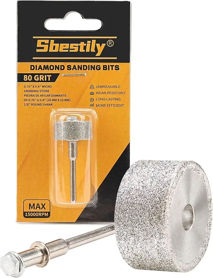 Sbestily Sanding Bits for Dremel Rotary Tool, 80 Grit Diamond Drill Bits | Sanding Drums - 1/8" Shank Rotary Tool Accessories, Metal Blades/Tile & Glass Edges/Stone Grinding Rust Removal Sharpening