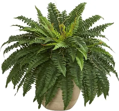 Nearly Natural 22 in Artificial Boston Fern Plant in Sandsto…