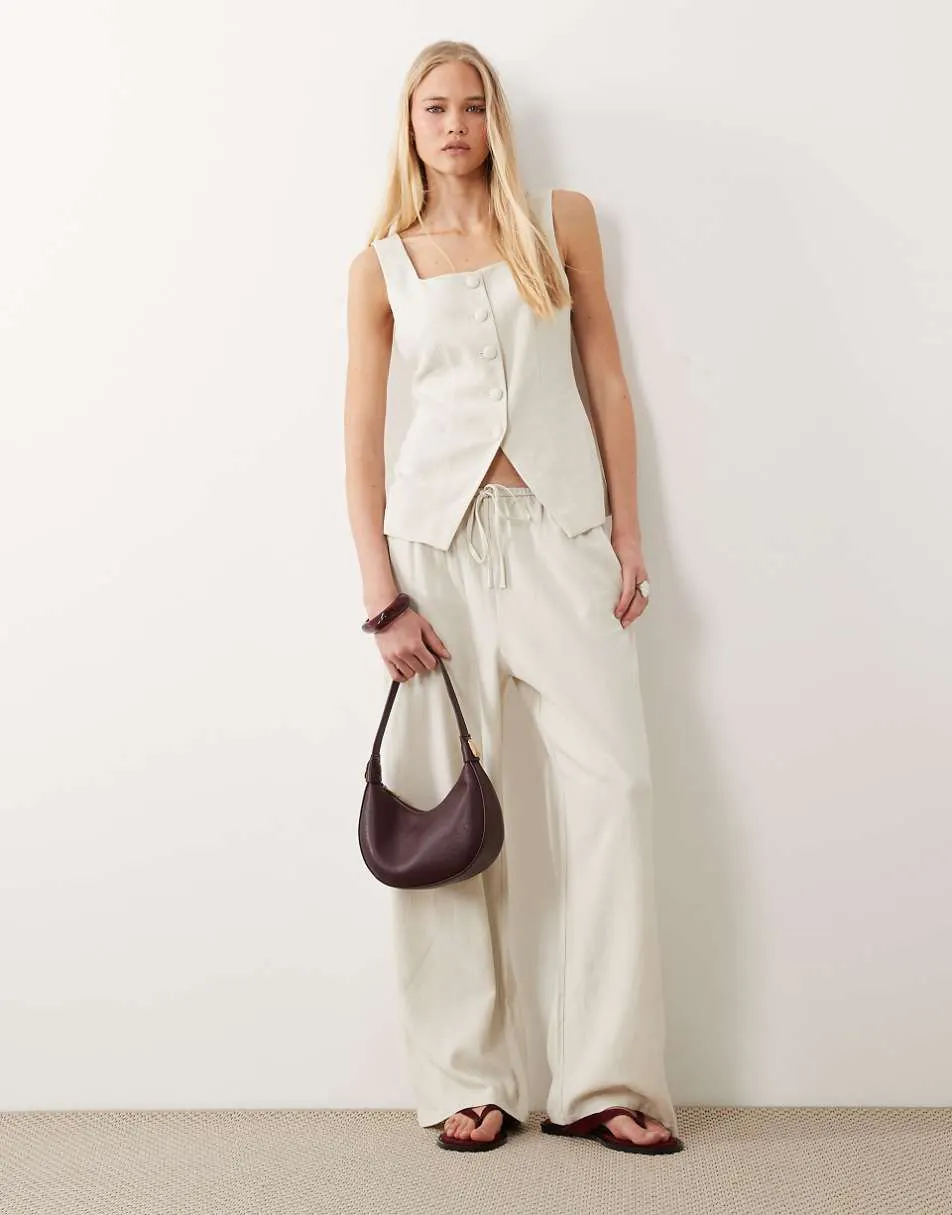 Miss Selfridge linen look tailored co-ord in stone