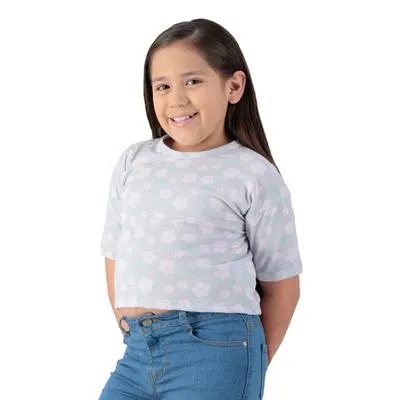 Playera Fantastic Niña Crop Diseño Flores