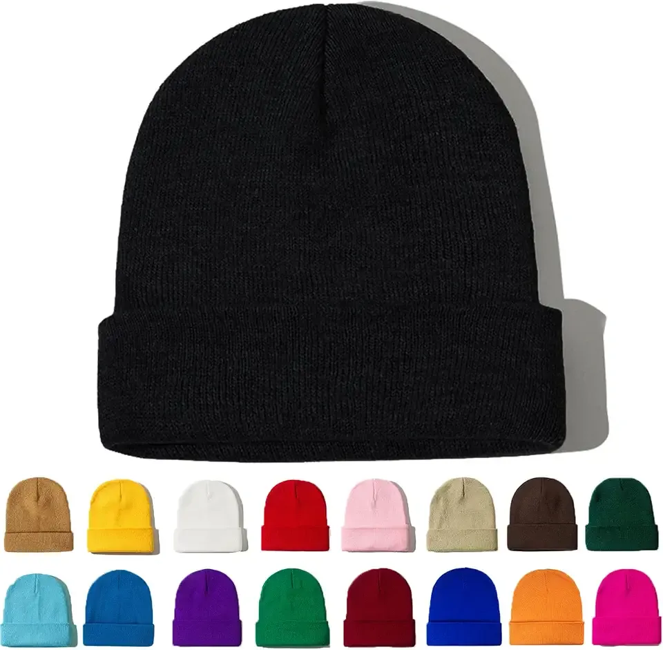 Beanie for Women Men Ski Watch Cap Cuffed Plain Skull Knit Hat Soft Fisherman Winter Hat
