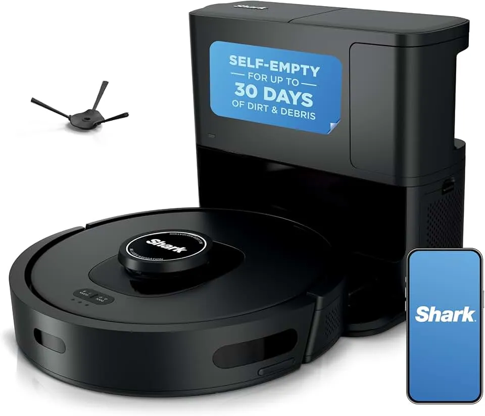 Shark AV2501S AI Ultra Robot Vacuum, with Matrix Clean, Home Mapping, 30-Day Capacity HEPA Bagless Self Empty Base, Perfect for Pet Hair, Wifi, Dark Grey
