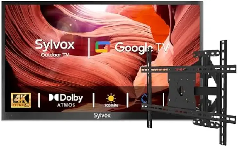 SYLVOX Outdoor TV with Mount,75 inch 2000 Nit High Brightness Smart Outdoor TVs, 4K Sunlight Readable Display, IP56 Waterproof, Smart TV for Outdoor Households or Commercial Places