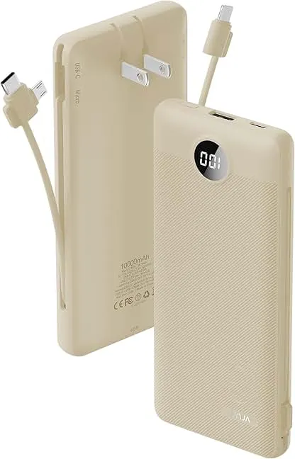 Portable Charger Built-in Cables and AC Wall Plug, US…