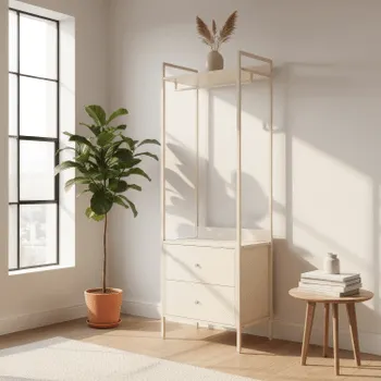 Wandkast LYRA met Roede/2 Laden Beige B64