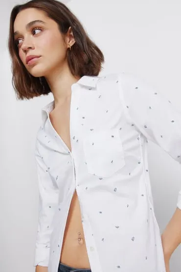 Camisa Oxford escote pico algodón