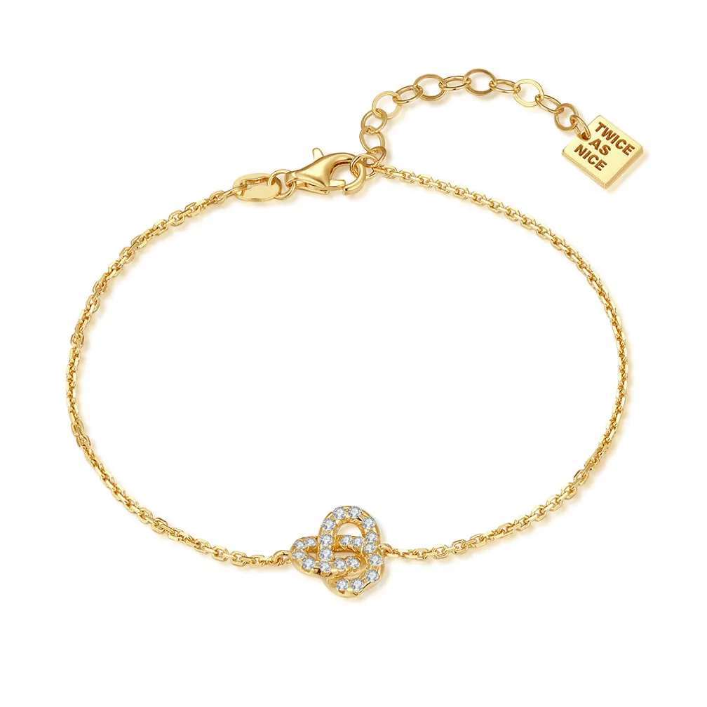 Armband in zilver, hartvormig met zirkonia