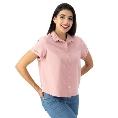Blusa Camisera Mxstaza Mujer Botones Al Tono