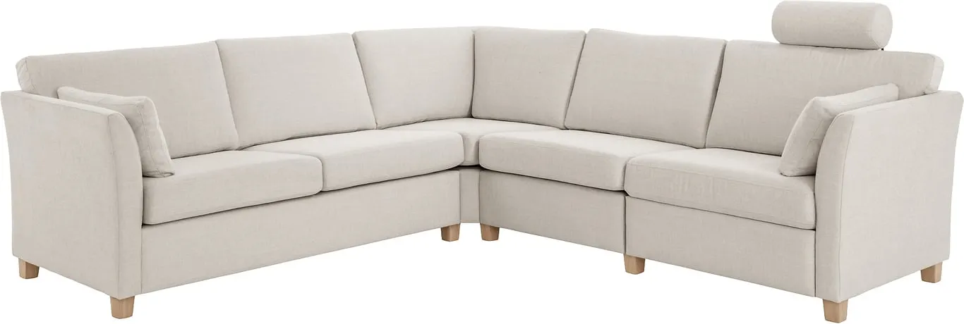 Sone lav hjørnesofa Modulsofa. 2,5 seter + hjørne + 1,5 seter + 1,5 seter med recliner i stoff Atlas, armlene W5.