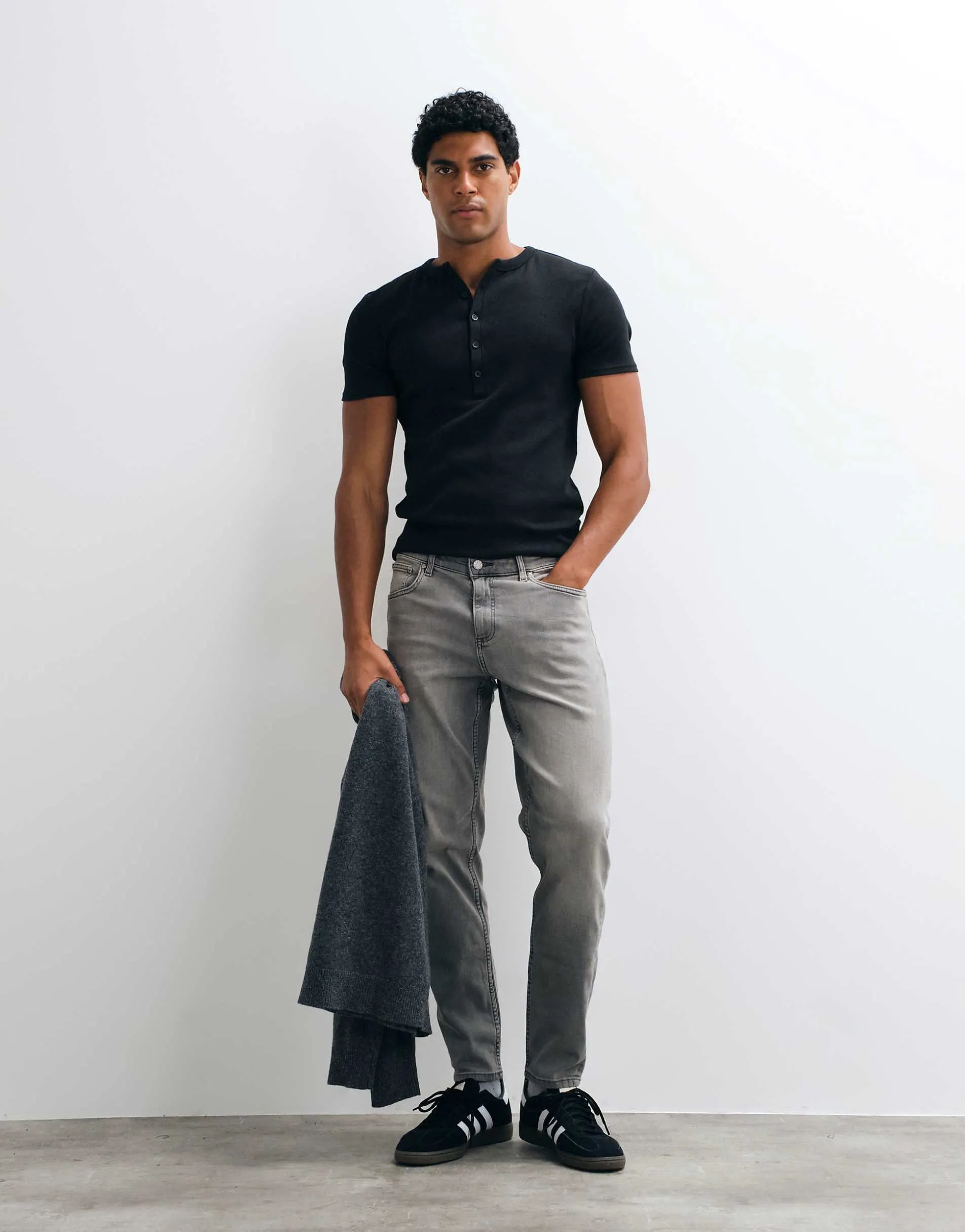 ASOS DESIGN stretch tapered jeans in grey