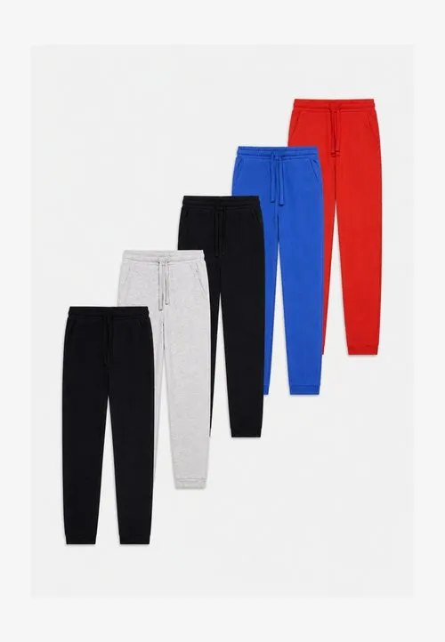 UNISEX 5 PACK - Joggebukse - mottled grey/red/black