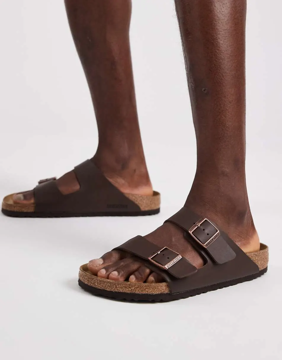 Birkenstock Unisex Arizona birko-flor sandals in dark brown
