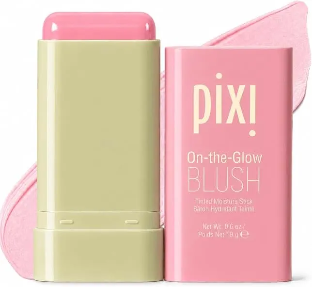 Pixi ON-THE-GLOW Cream Blush Stick for Cheeks in Fleur, Dewy Finish | Hydrating, Dewy, Luminous Cream Blush for Cheeks and Lips, Buildable and Long Wearing, Paraben Free