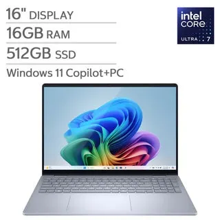 Dell Plus 16" Touchscreen Laptop - Intel Core Ultra 7 256V Processor - FHD (1920 x 1080) - 16GB RAM - 512GB SSD - Windows 11 Home - Ice Blue