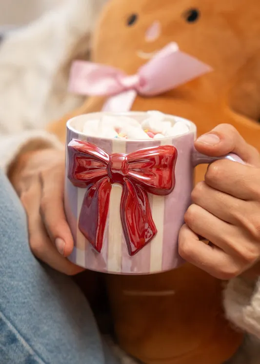 Striped mug with embossed bow - 3...