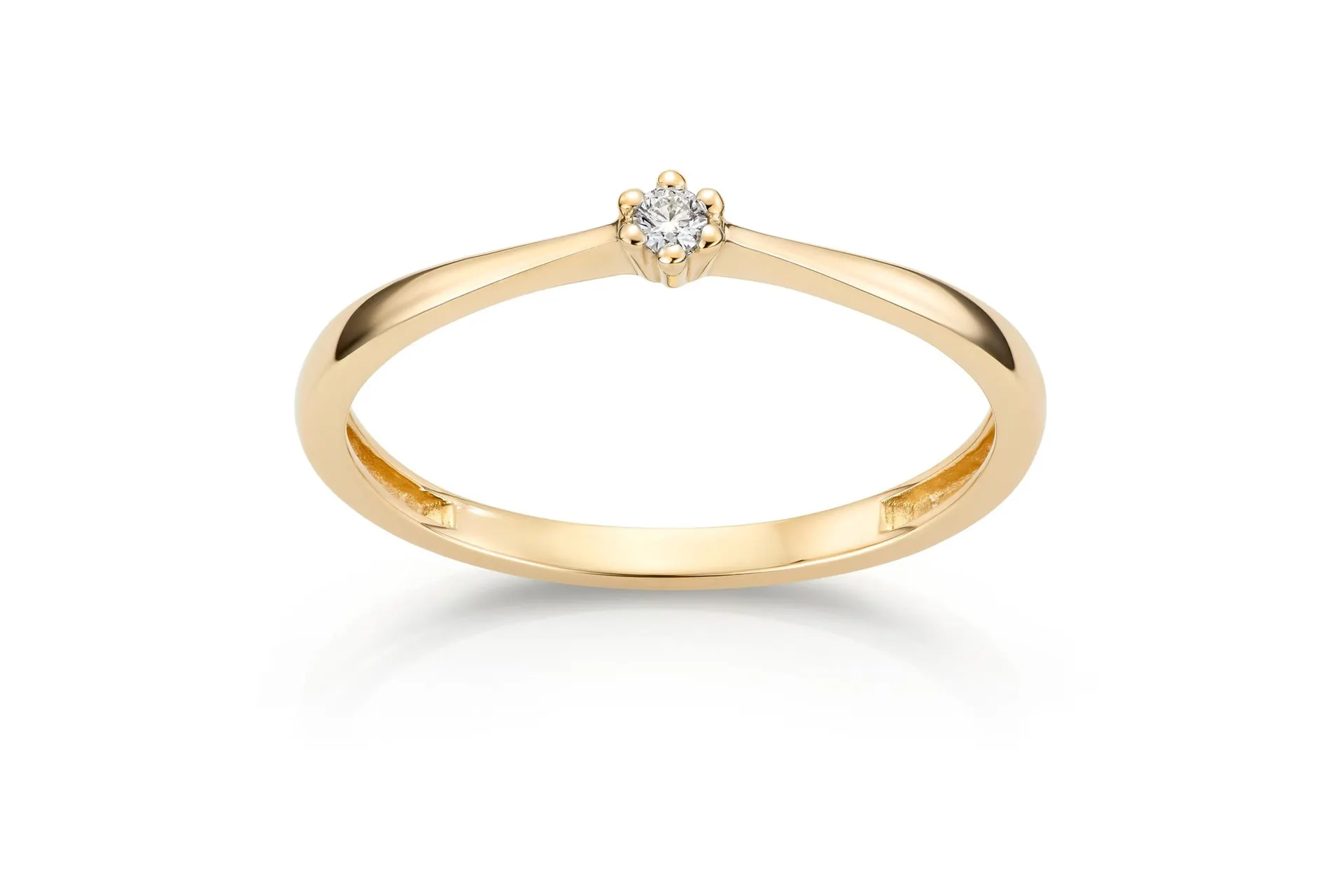 Aurora diamantring i 585 gult gull 0,03 ct