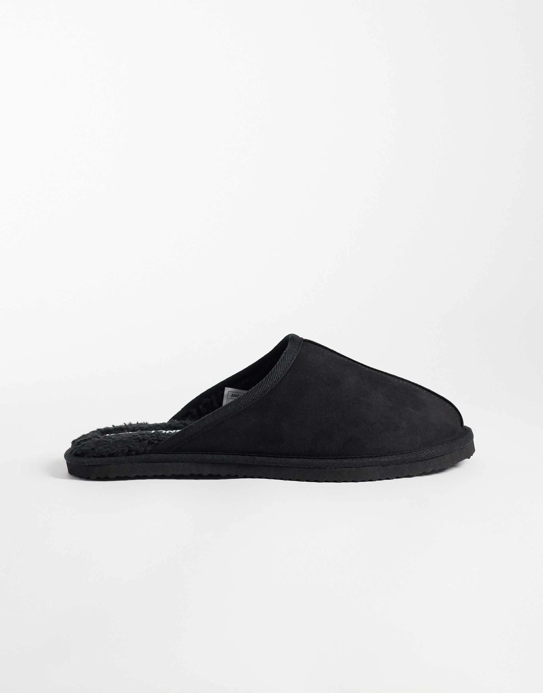 Jack & Jones faux suede slip on slipper in black