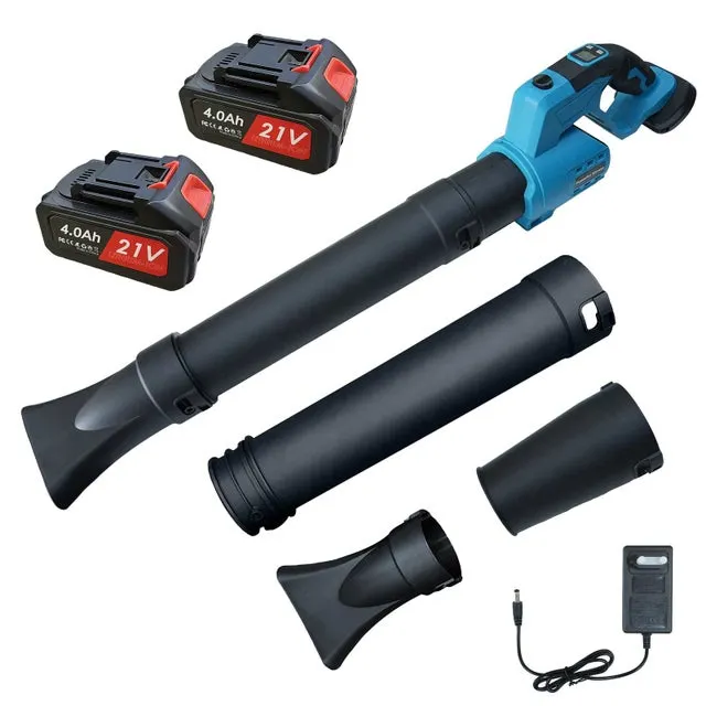 Soffiatore Portatile Senza Fili 21V 1500W Brushless con Doppia Batteria 4.0Ah, 6 Velocità, Pulizia Giardino Auto Casa