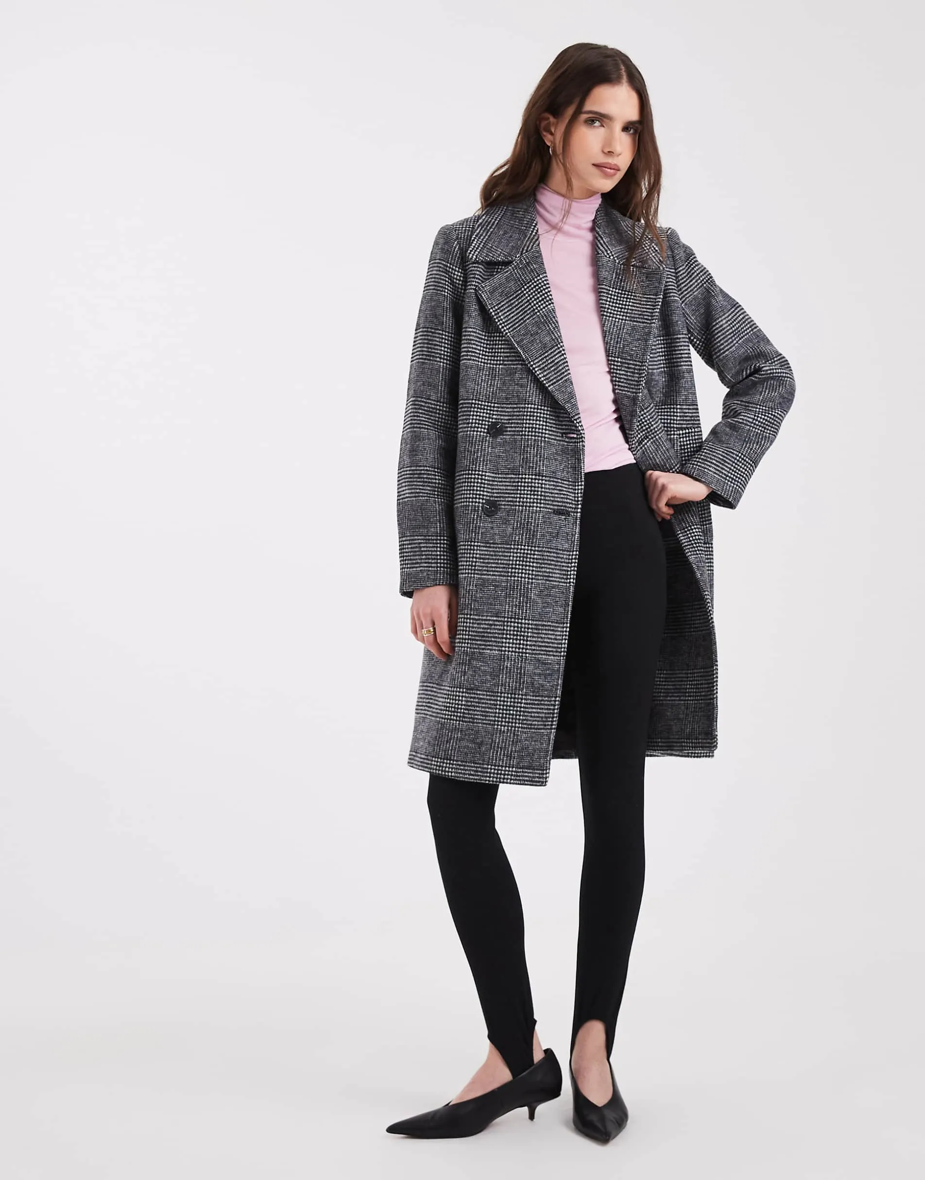 ONLY longline formal coat in black herringbone