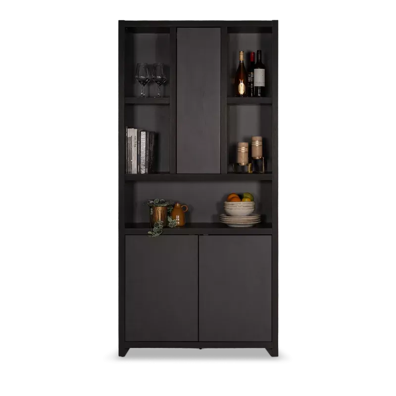 Wandkast (3 deuren/5 vakken) Monza - Zwart