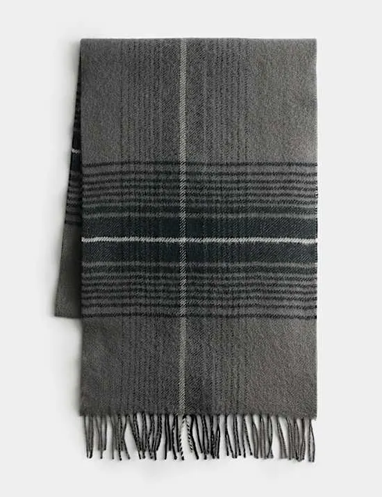 Wool Blend Checked Scarf