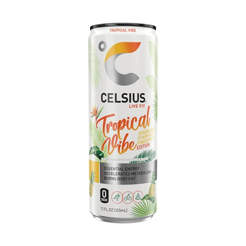 Celsius Tropical Vibe Starfruit Pineapple Sparkling Energy Drink