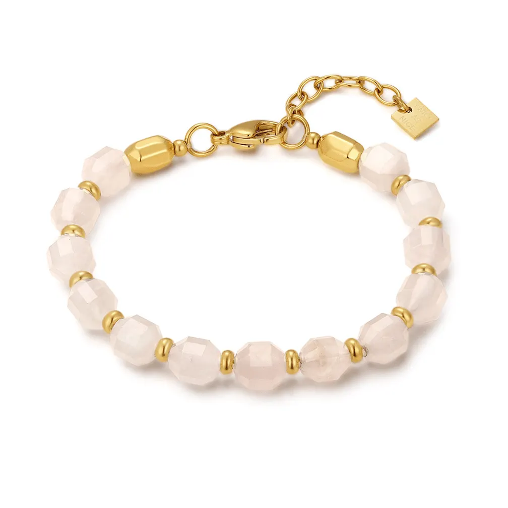 Armband in high fashion, facetten met roze stenen
