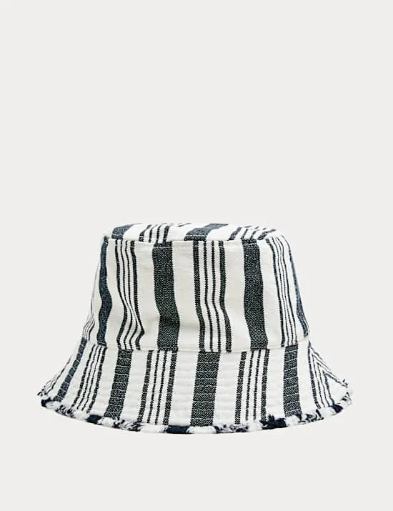 Pure Cotton Striped Bucket Hat